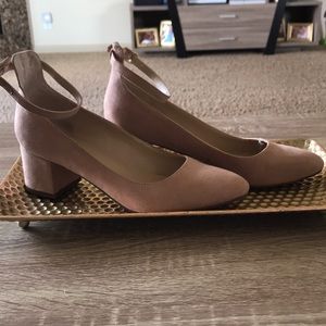 Nude heel with ankle strap